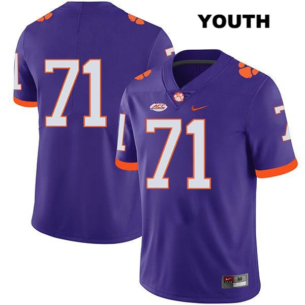 Youth Clemson Tigers #71 Jordan McFadden Stitched Purple Legend Authentic Nike No Name NCAA College Football Jersey MXX6046LM